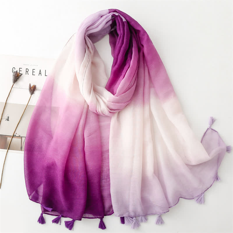 Écharpe fine à dégradé de couleurs unique et fraîche pour femme - Violet - image 13