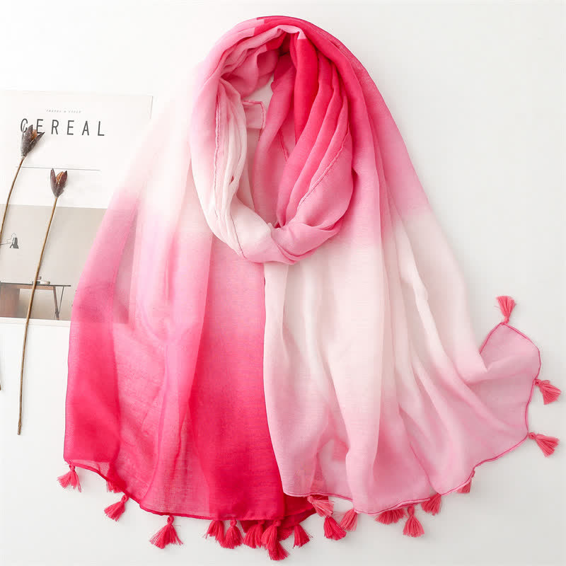 Écharpe fine à dégradé de couleurs unique et fraîche pour femme - Rouge - image 16