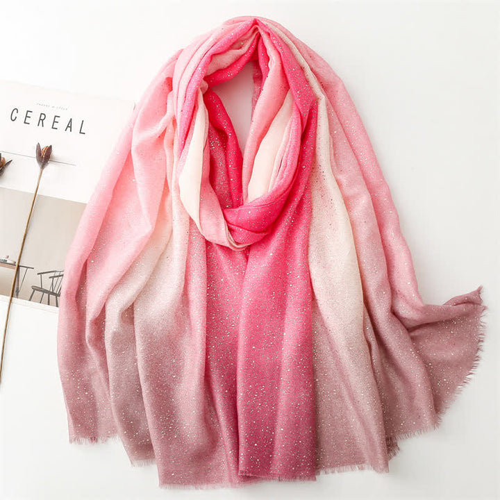 Écharpe fine élégante à imprimé feuille pour femme avec dégradé de couleurs