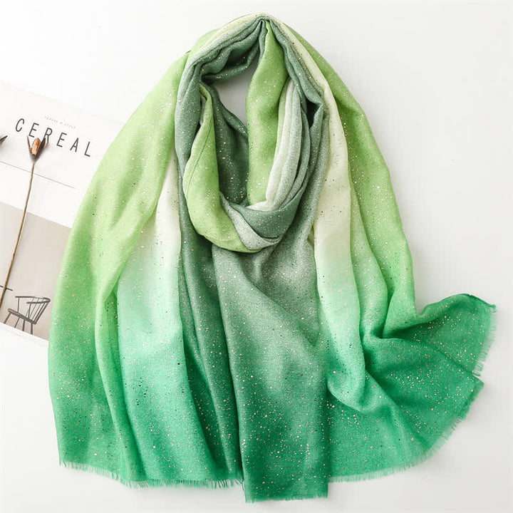 Écharpe fine élégante à imprimé feuille pour femme avec dégradé de couleurs