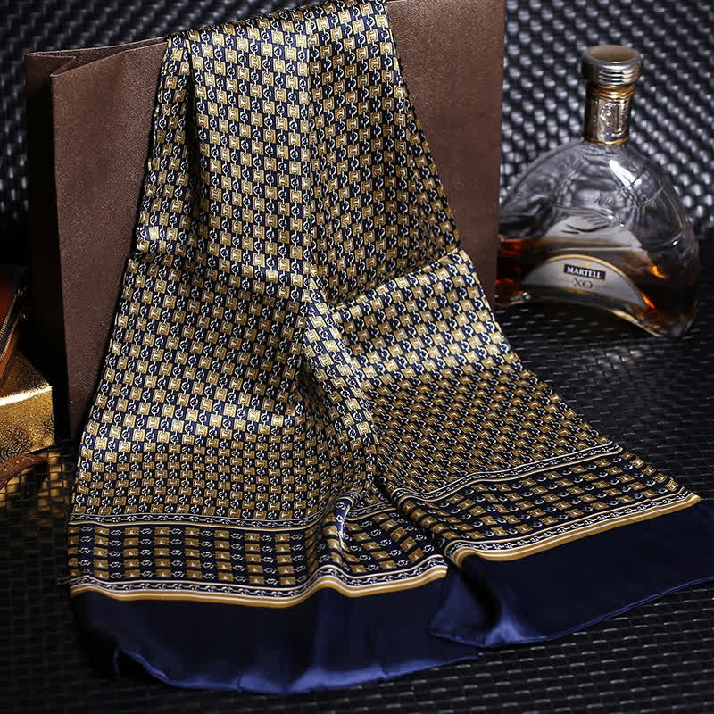 Écharpe longue en pure soie de luxe en crêpe satin pour homme