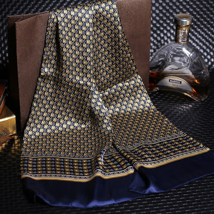 Écharpe longue en pure soie de luxe en crêpe satin pour homme