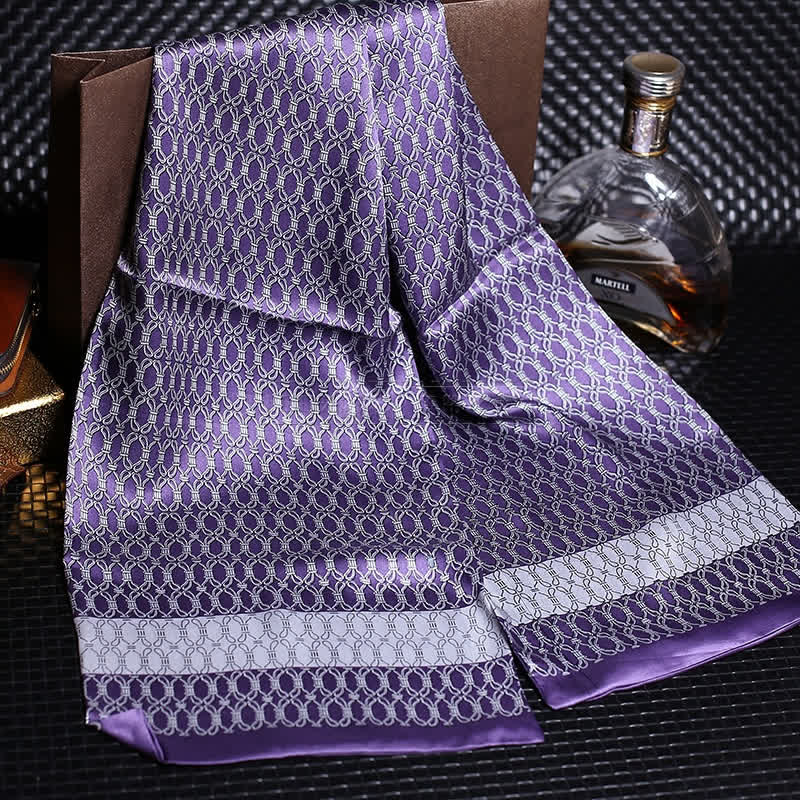 Écharpe longue en pure soie de luxe en crêpe satin pour homme