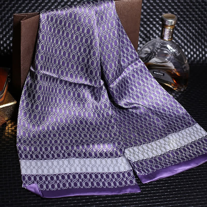 Écharpe longue en pure soie de luxe en crêpe satin pour homme