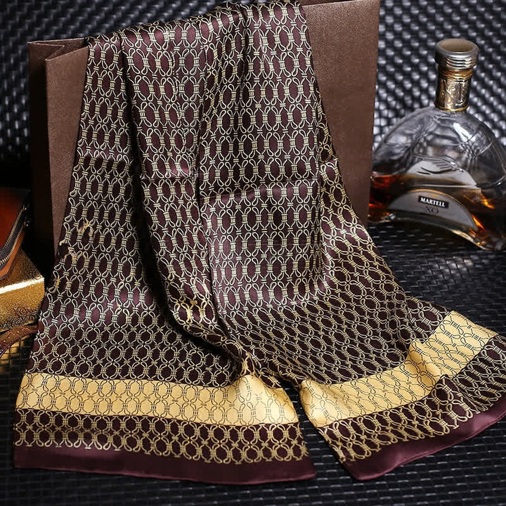 Écharpe longue en pure soie de luxe en crêpe satin pour homme