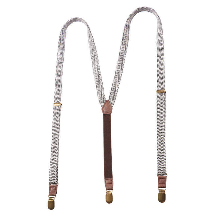 Pantalon tendance à chevrons avec bretelles en Y