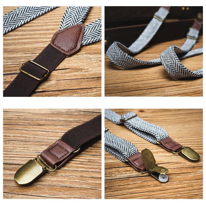 Pantalon tendance à chevrons avec bretelles en Y