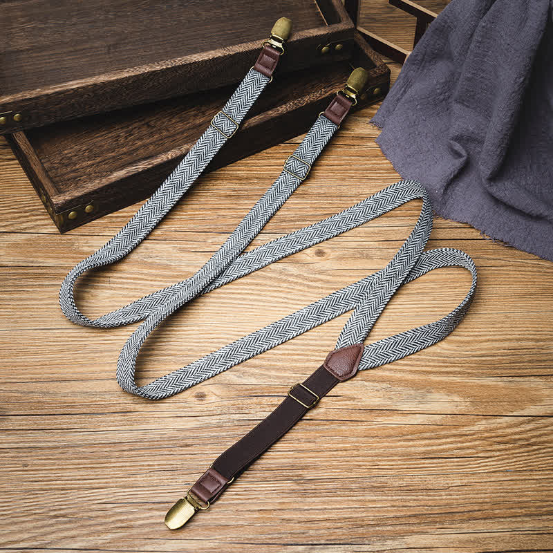 Pantalon tendance à chevrons avec bretelles en Y