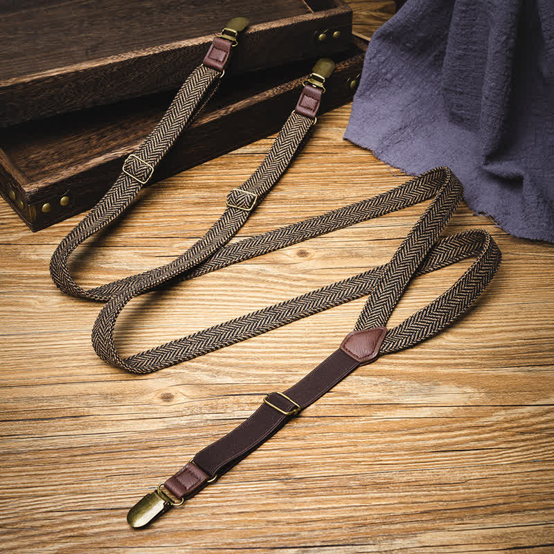 Bretelles à chevrons marron jaunâtre avec dos en Y