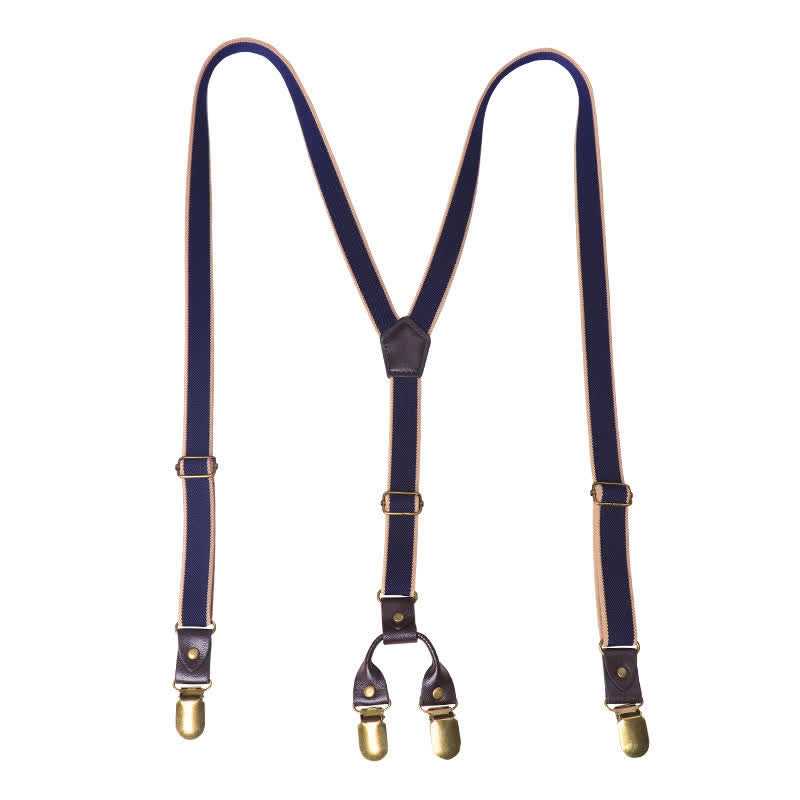 Bretelles élastiques décontractées bleu marine à 6 clips et dos en Y pour pantalon