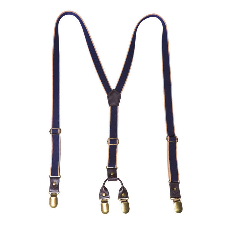 Bretelles élastiques décontractées bleu marine à 6 clips et dos en Y pour pantalon
