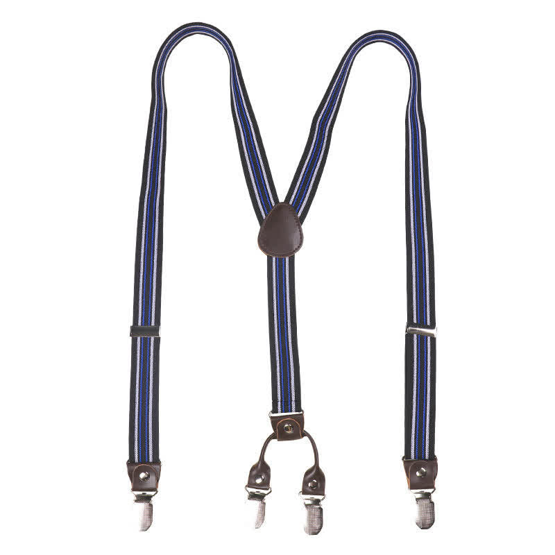 Bretelles élastiques à rayures noires et bleues avec dos en Y