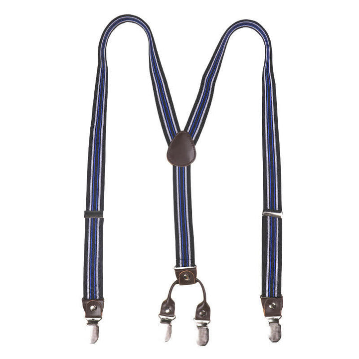 Bretelles élastiques à rayures noires et bleues avec dos en Y