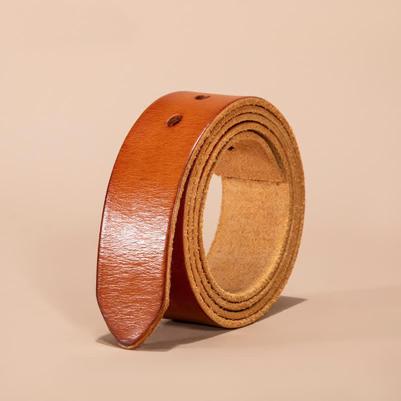 Sangle de ceinture en cuir véritable sans boucle de ceinture - Orange - 46 - image 0