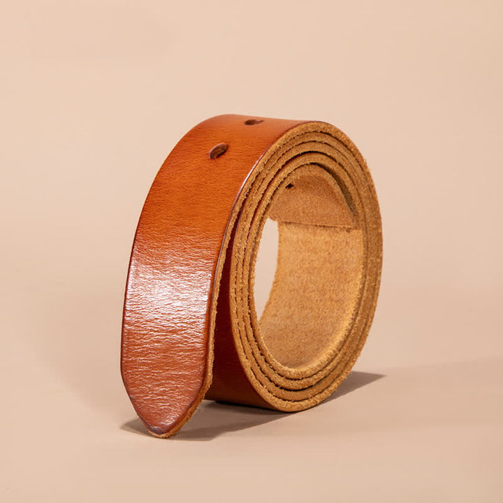Sangle de ceinture en cuir véritable sans boucle de ceinture - Orange - 46 - image 0