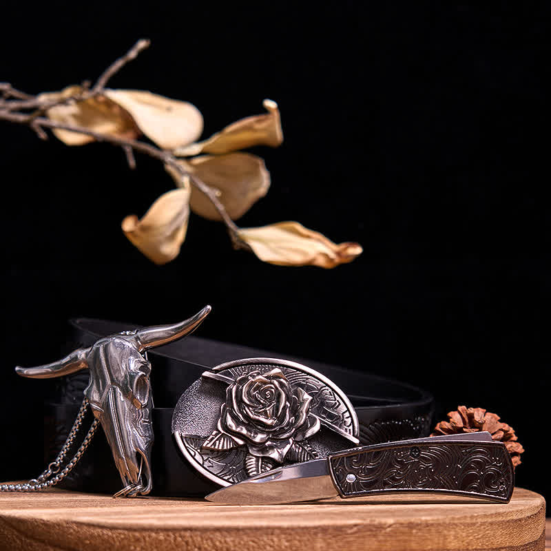 Ensemble de pendentifs en forme de taureau à longues cornes, couteau caché à faire soi-même, gadget occidental