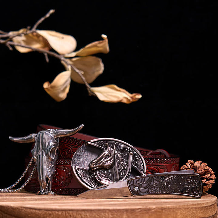 Ensemble de pendentifs en forme de taureau à longues cornes, couteau caché à faire soi-même, gadget occidental