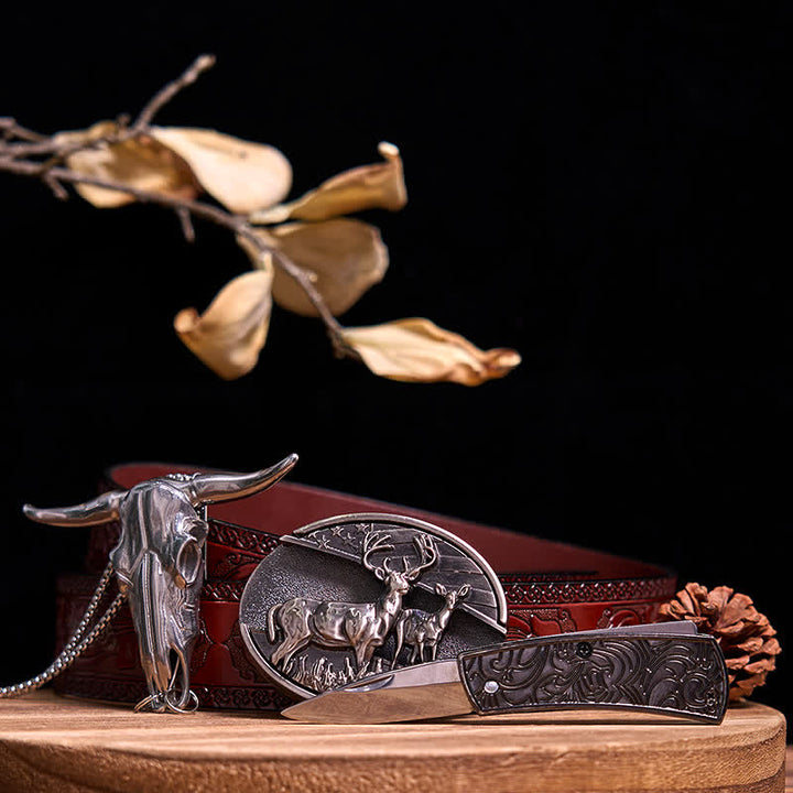 Ensemble de pendentifs en forme de taureau à longues cornes, couteau caché à faire soi-même, gadget occidental