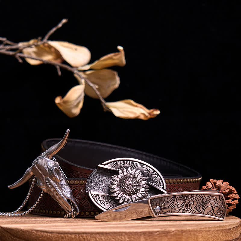 Ensemble de pendentifs en forme de taureau à longues cornes, couteau caché à faire soi-même, gadget occidental