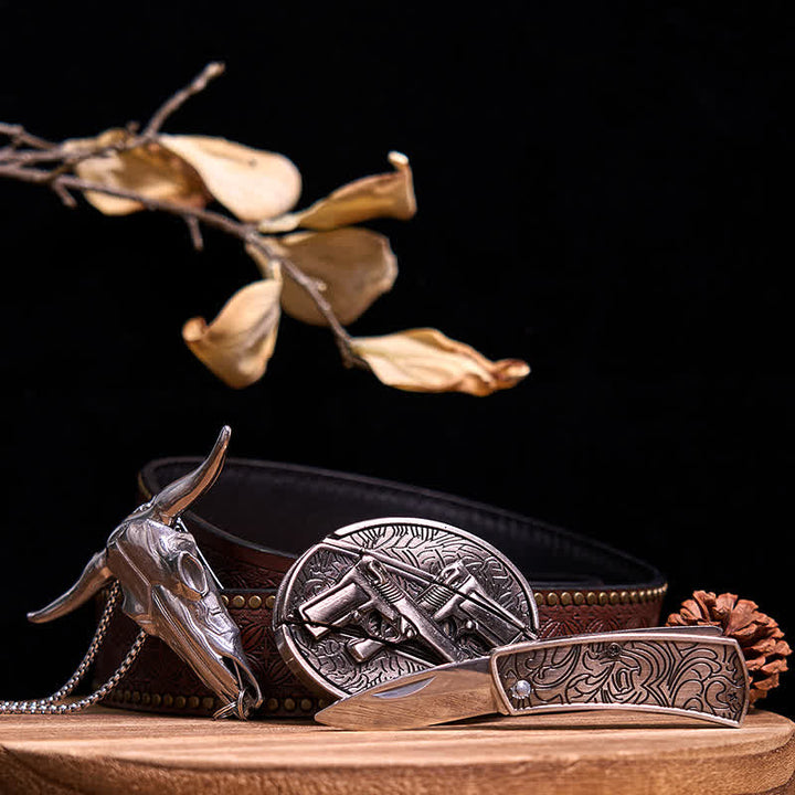 Ensemble de pendentifs en forme de taureau à longues cornes, couteau caché à faire soi-même, gadget occidental