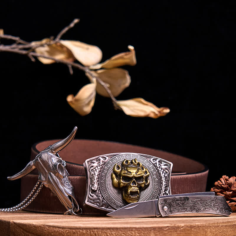 Ensemble de pendentifs en forme de taureau à longues cornes, couteau caché à faire soi-même, gadget occidental