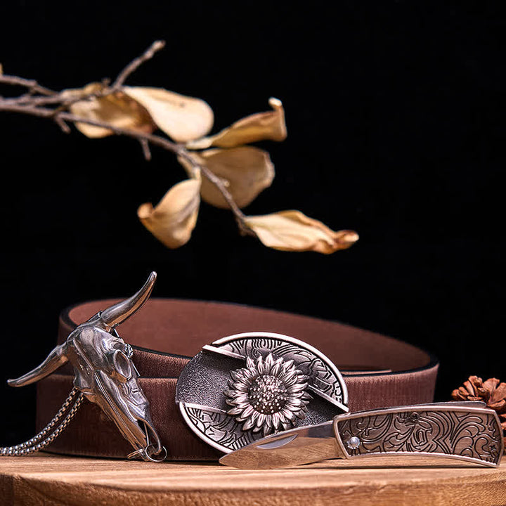 Ensemble de pendentifs en forme de taureau à longues cornes, couteau caché à faire soi-même, gadget occidental