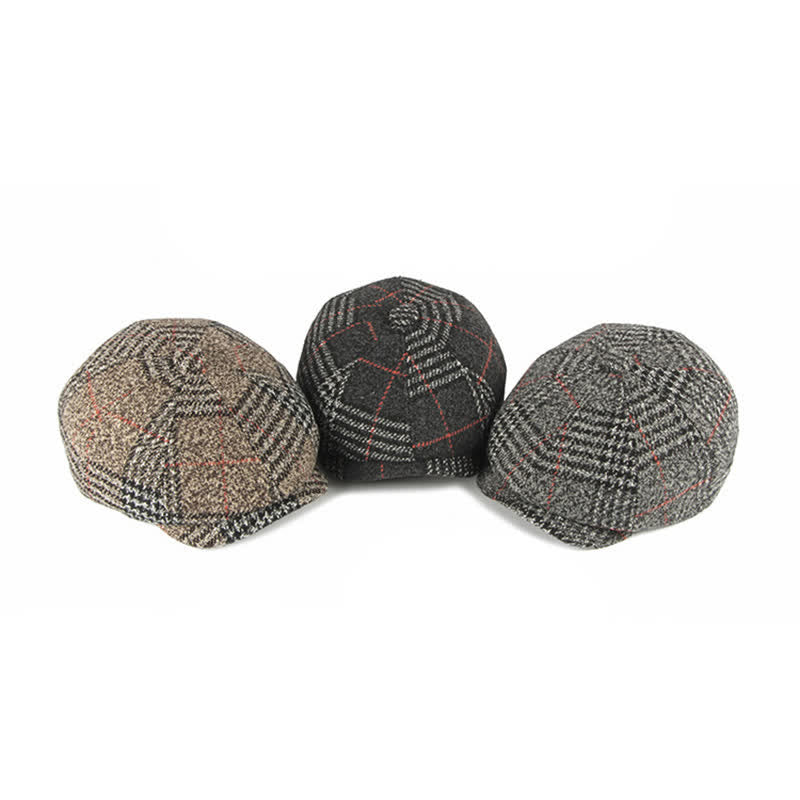 Béret octogonal classique à carreaux décontracté