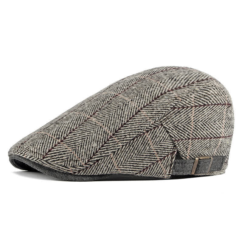 Béret plat en coton à chevrons vintage Gatsby
