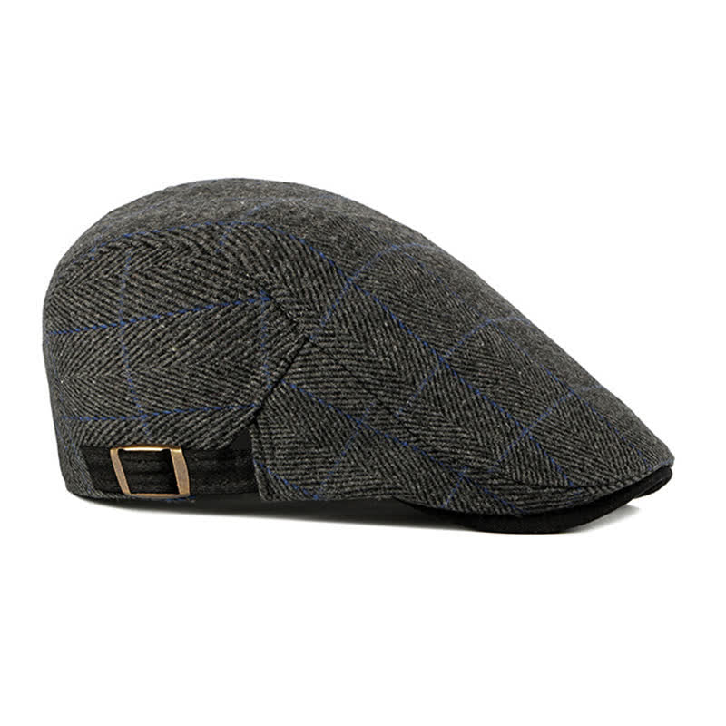 Béret plat en coton à chevrons vintage Gatsby