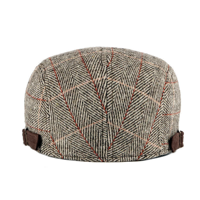 Béret plat en coton à chevrons vintage Gatsby