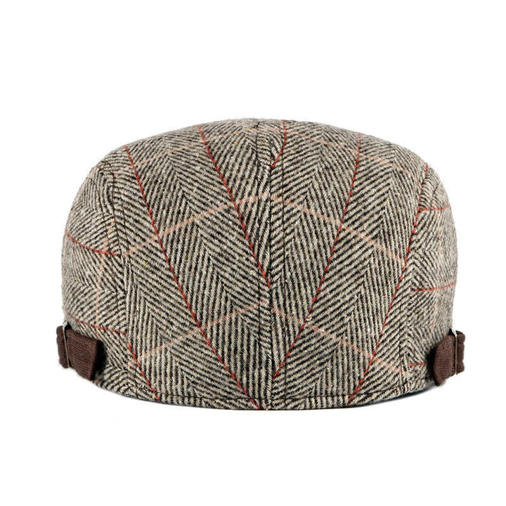 Béret plat en coton à chevrons vintage Gatsby