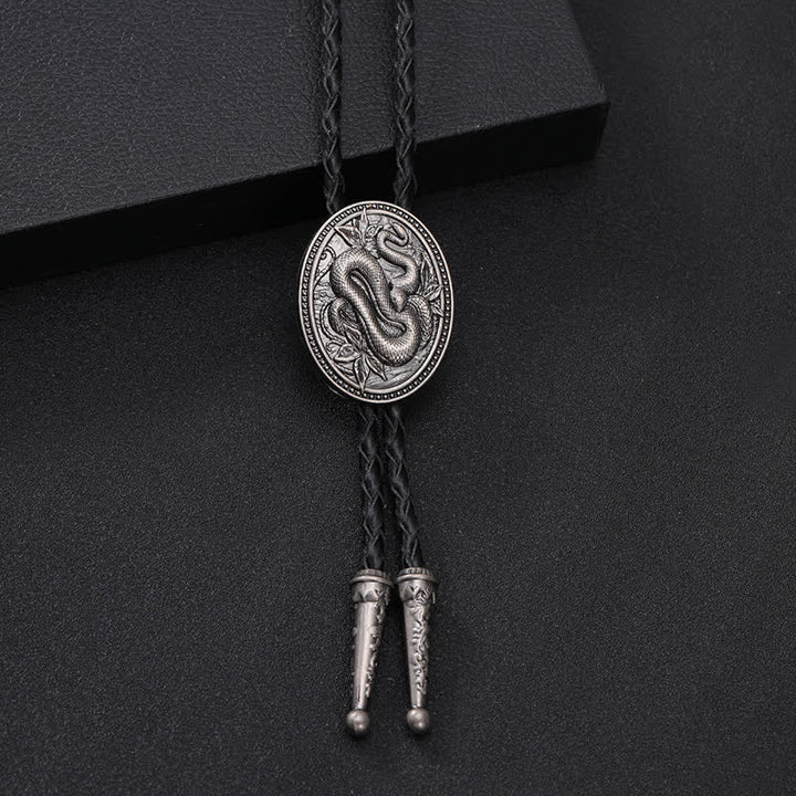 Cravate Bolo traditionnelle avec pendentif en forme de fleur de serpent