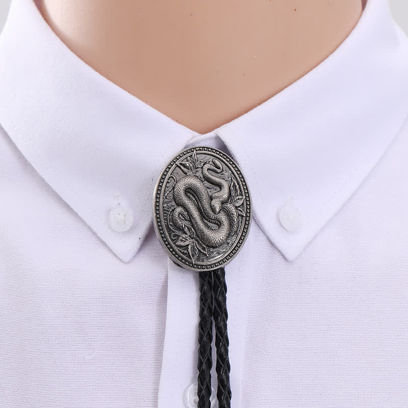 Cravate Bolo traditionnelle avec pendentif en forme de fleur de serpent