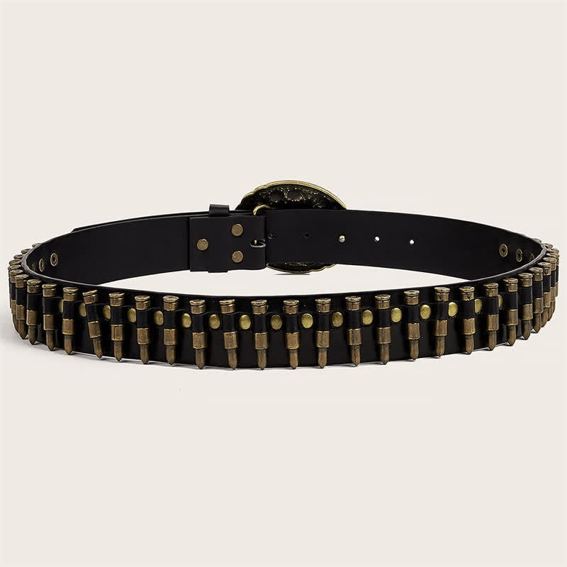 Ceinture en cuir avec boucle et rivets à motif imprimé pistolet 3D