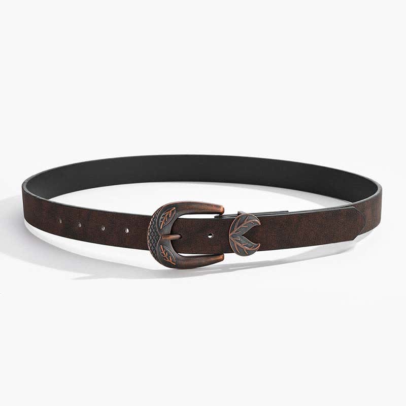 Ceinture en cuir à boucle fine et polyvalente vintage