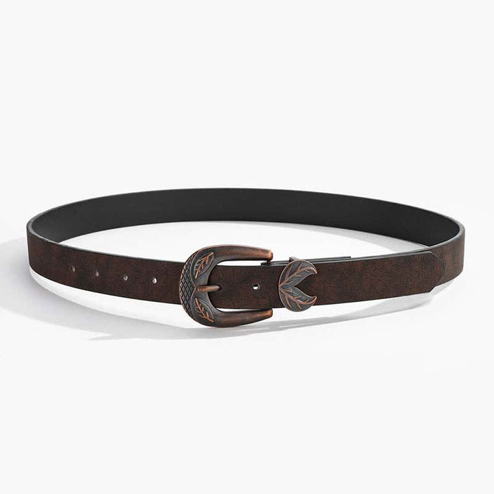 Ceinture en cuir à boucle fine et polyvalente vintage