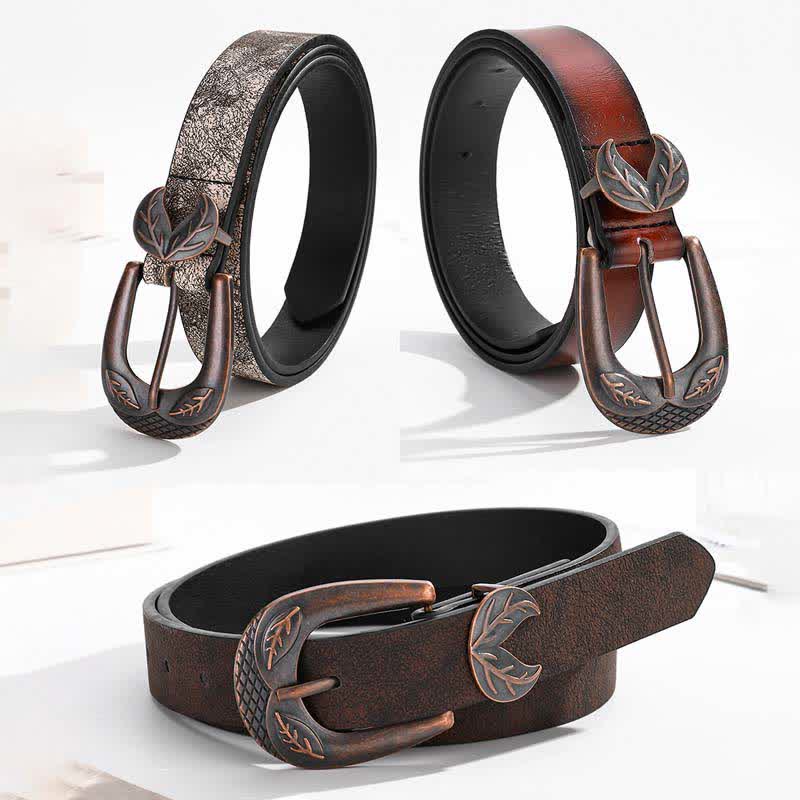 Ceinture en cuir à boucle fine et polyvalente vintage