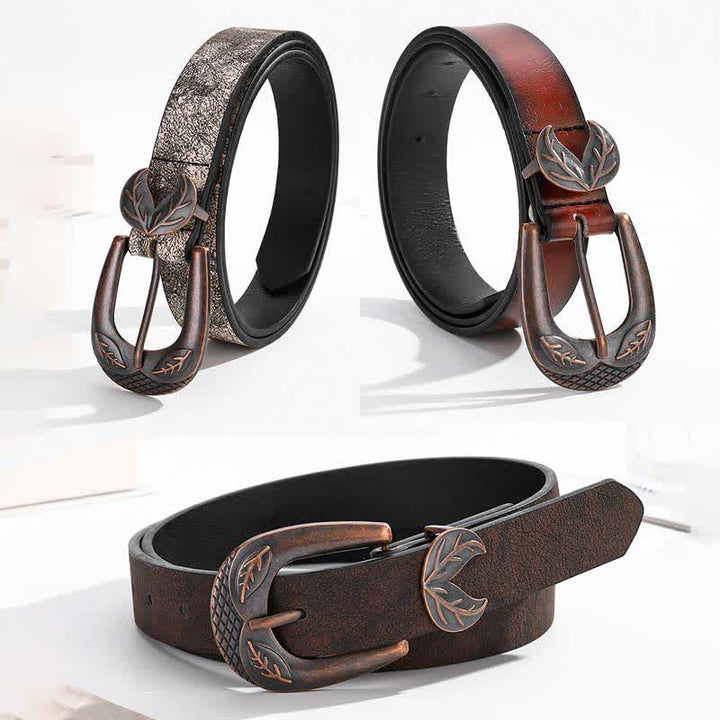Ceinture en cuir à boucle fine et polyvalente vintage