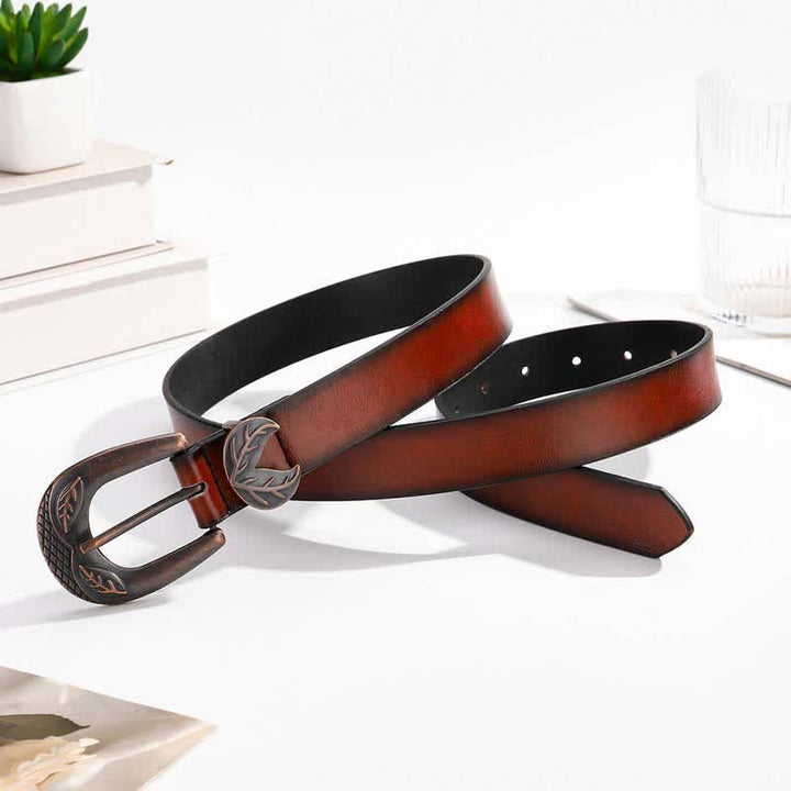 Ceinture en cuir à boucle fine et polyvalente vintage