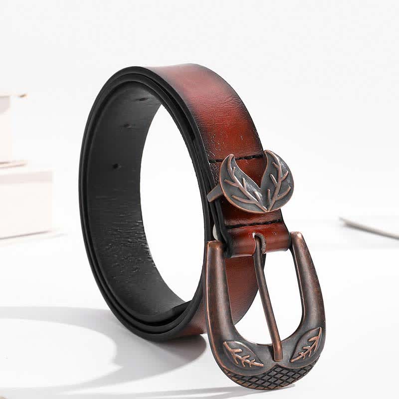Ceinture en cuir à boucle fine et polyvalente vintage