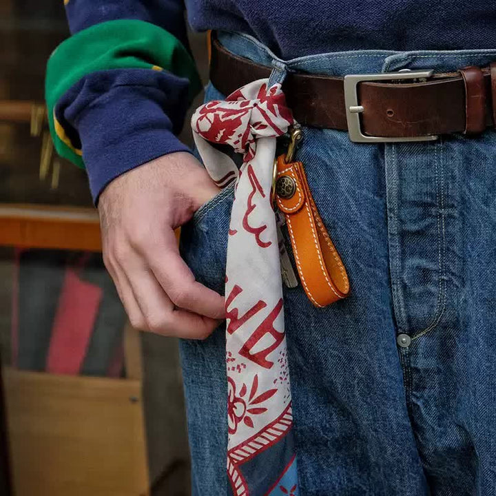 Foulard carré bleu et rouge American Working Ranch