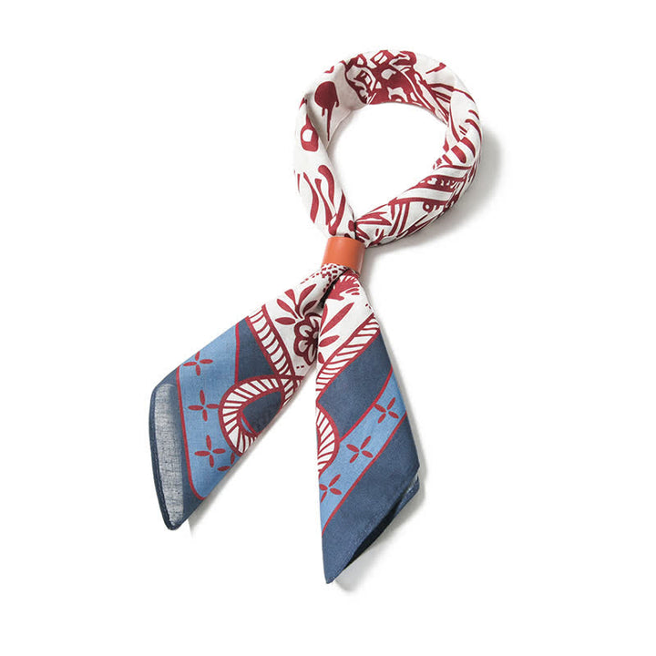 Foulard carré bleu et rouge American Working Ranch