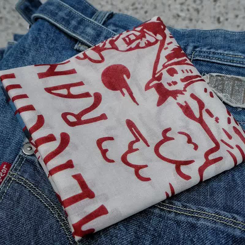 Foulard carré bleu et rouge American Working Ranch