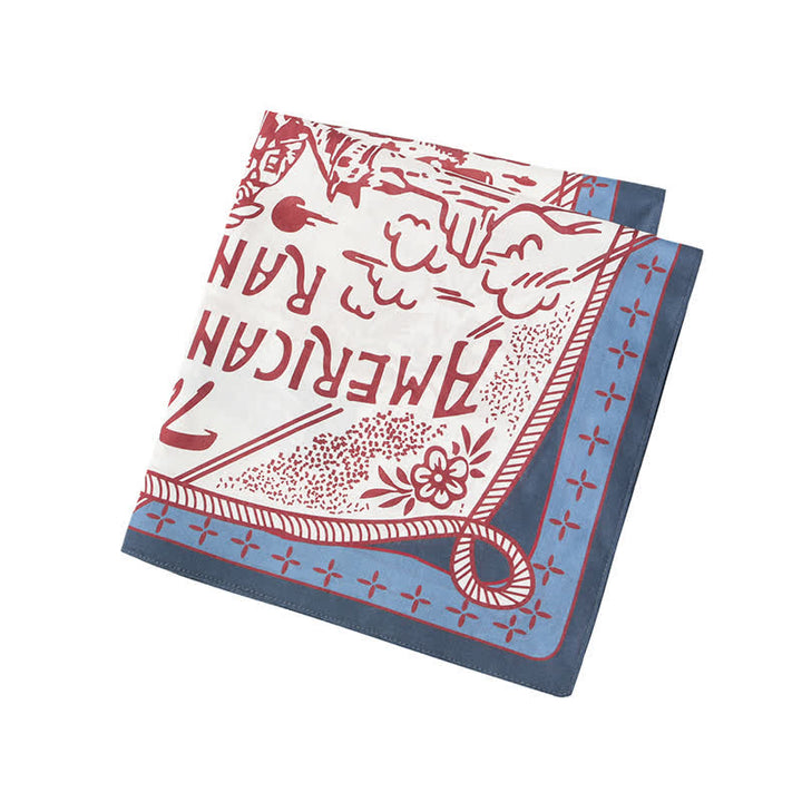 Foulard carré bleu et rouge American Working Ranch