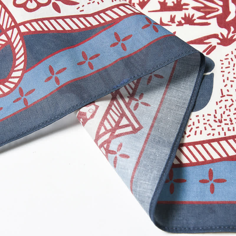 Foulard carré bleu et rouge American Working Ranch