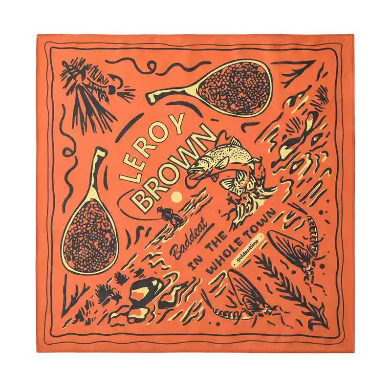 Foulard carré de pêche Cowboy orange et noir
