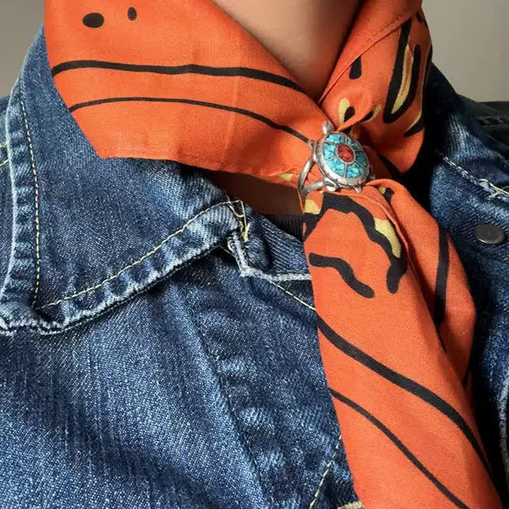 Foulard carré de pêche Cowboy orange et noir