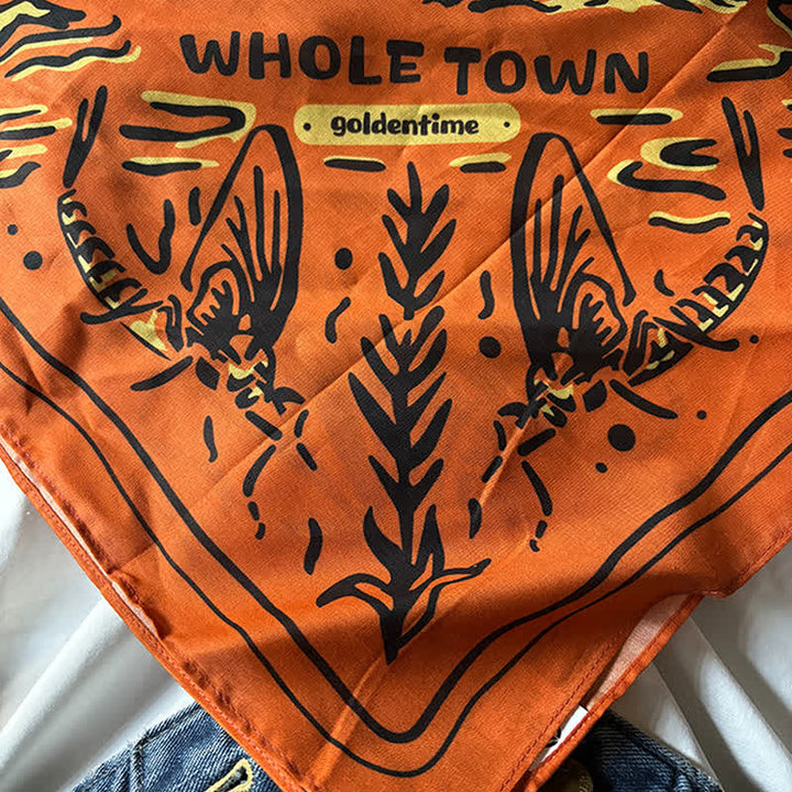 Foulard carré de pêche Cowboy orange et noir