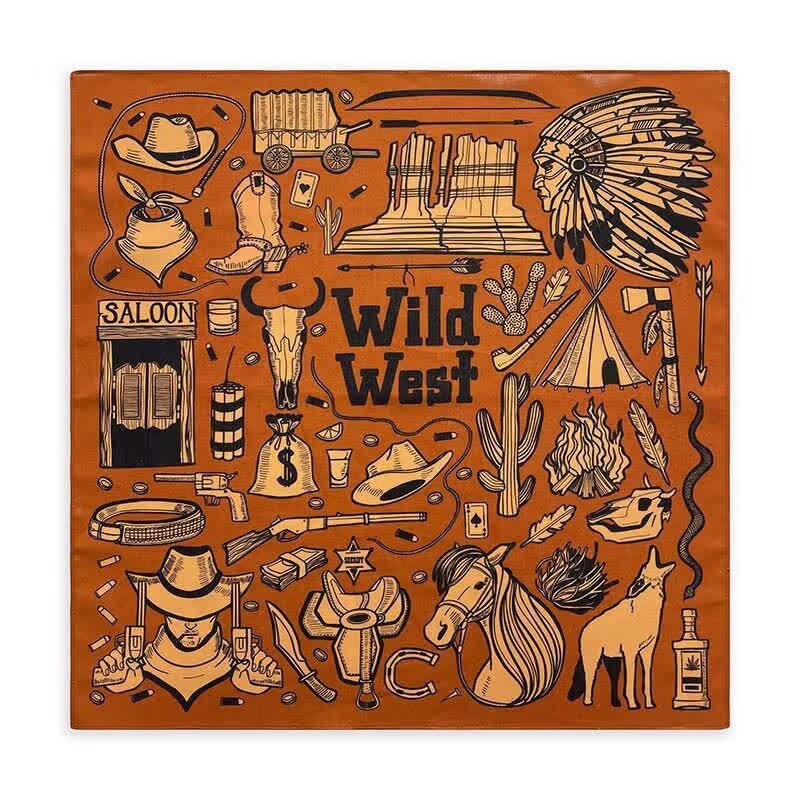 Foulard carré ethnique indien à motifs du Far West