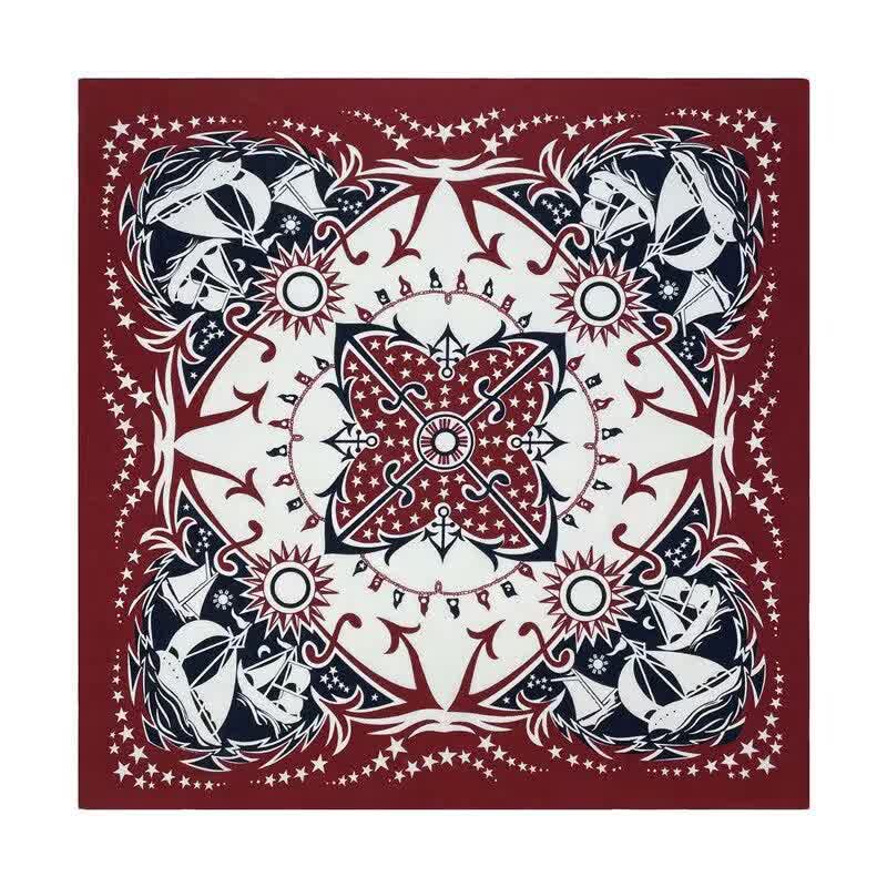 Foulard carré rétro à motif de voiles occidentales